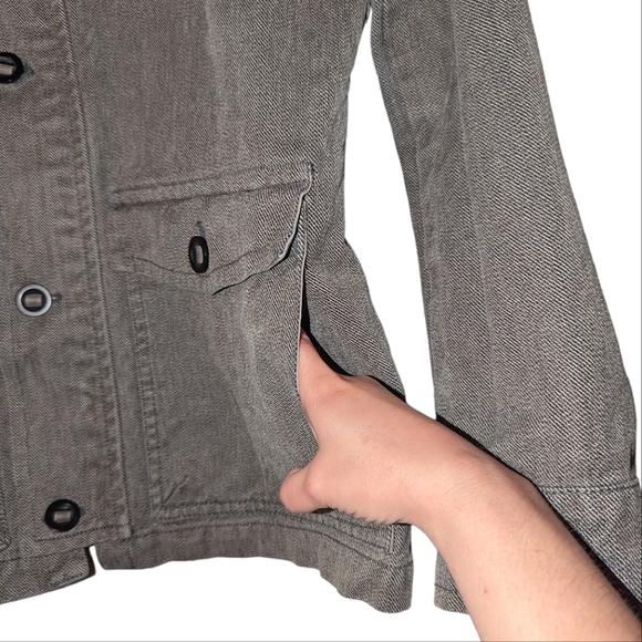 Mens Fossil Cotton Zip Button Up Military Utility Field Denim Jacket Grey Medium - Picture 5 of 10